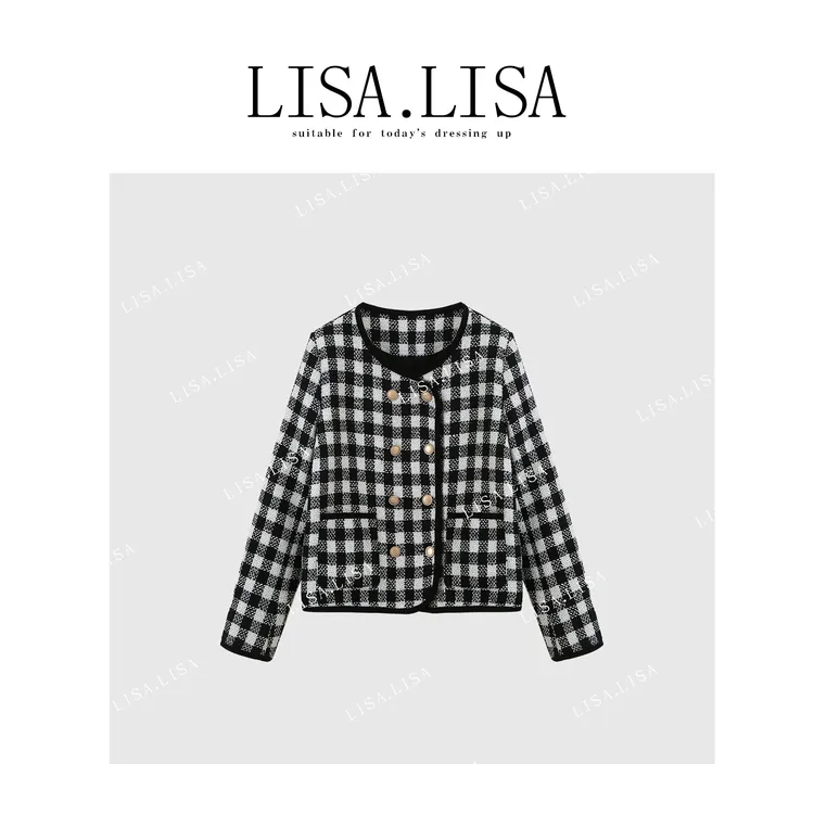 香风盛宴~门店529！棋盘格粗花呢！经典永不过时小香风外套L71648