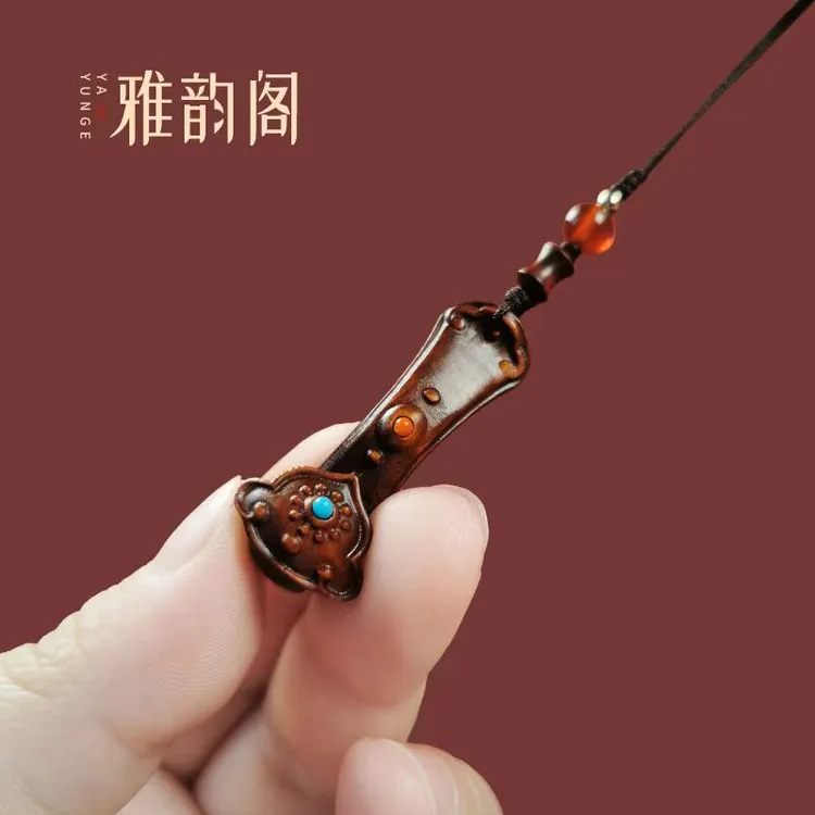 非洲紫檀如意挂件藏品雕刻工艺品包挂钥匙扣手把玩物件