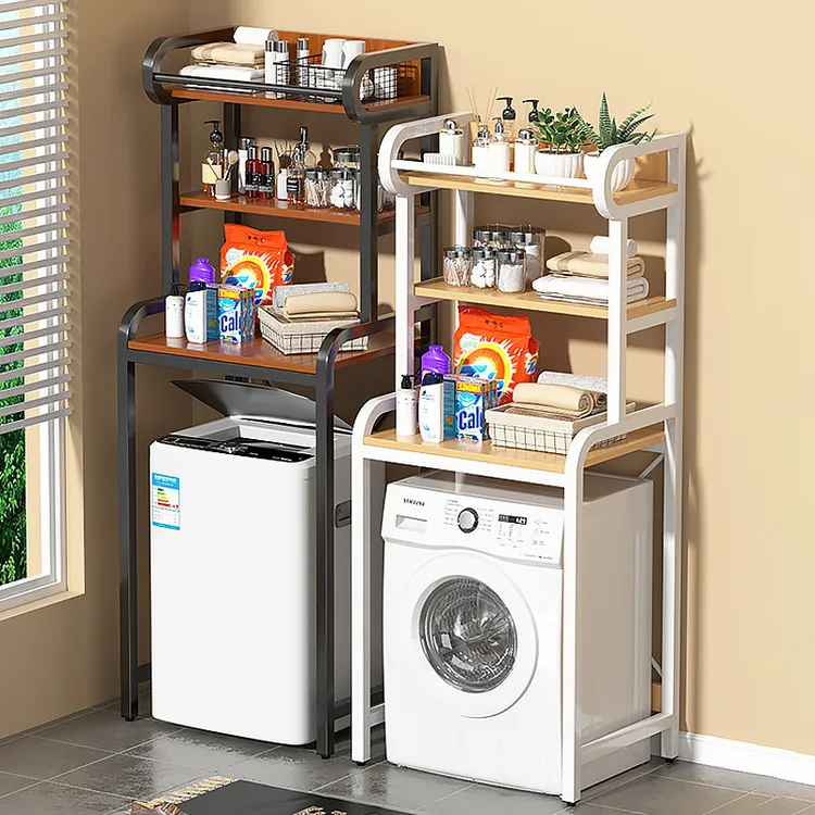 阳台洗衣机置物架洗手间落地收纳架子厕所马桶储物柜滚筒波轮翻盖