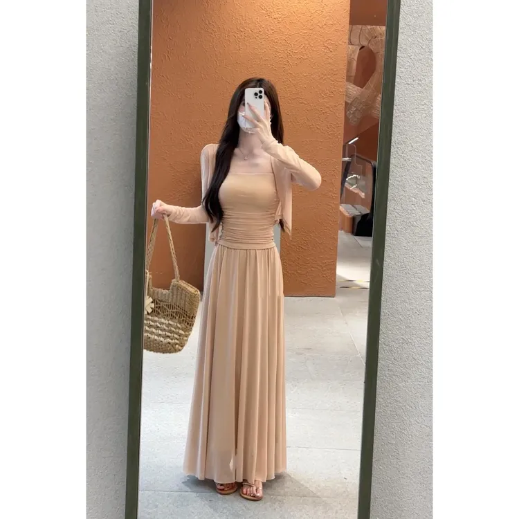 【美神降临】2025夏季新款女装气质显瘦垂感吊带开衫裙子时尚三件套