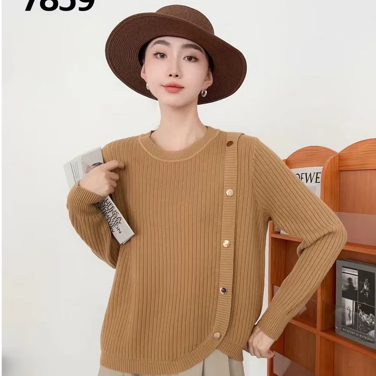 7859-五粒扣子-宽松休闲显瘦百搭针织衫