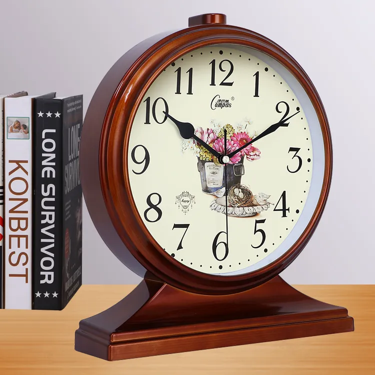 Compas/康巴絲康巴丝静音座钟床头摆放式钟表创意家用