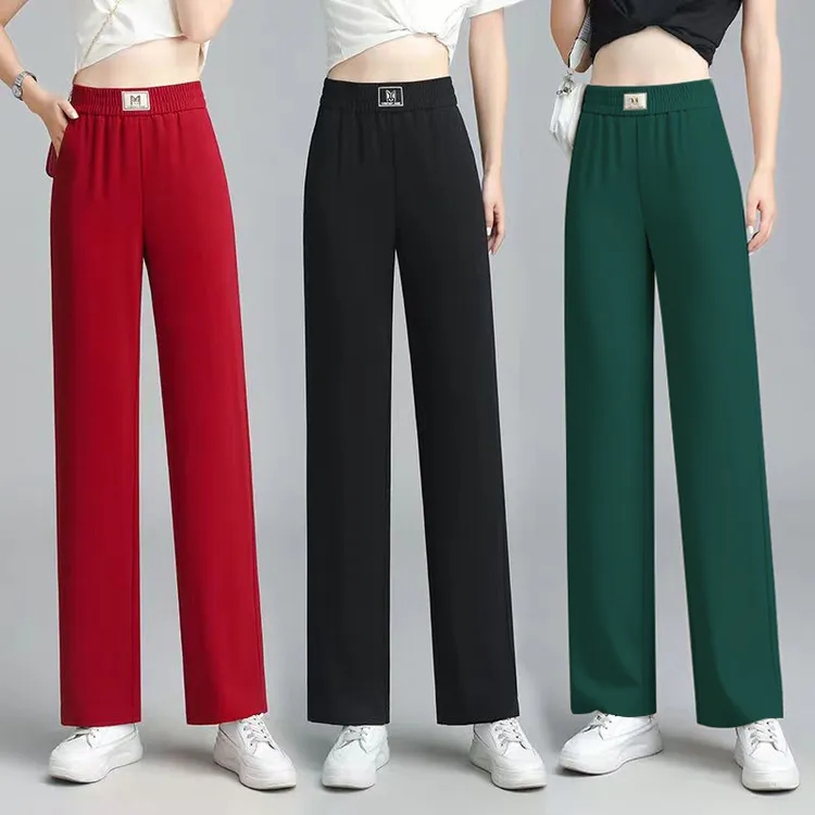 2025夏季广场舞直筒裤高腰显瘦宽松阔腿裤休闲百搭时尚长裤