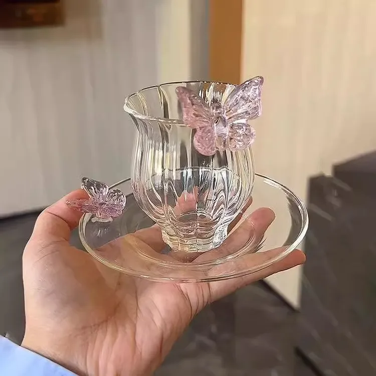 蝴蝶杯咖啡杯牛奶杯花茶杯盖碗主人杯仙女杯品茗杯个人高档手工