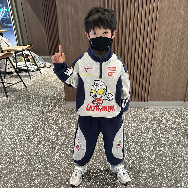 奥特曼秋装机车服套装儿童洋气运动男童酷帅春秋款男孩加绒衣服