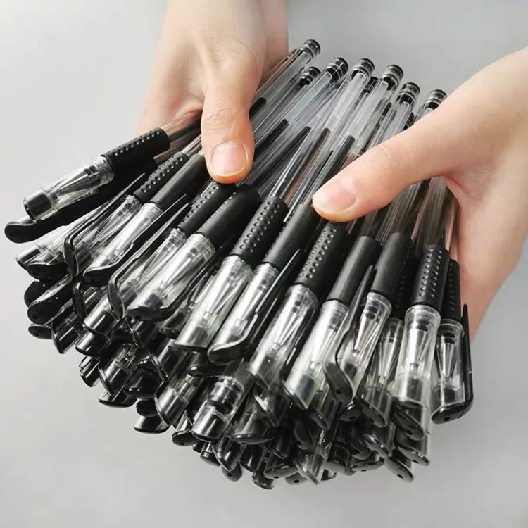 中性笔黑蓝红多色0.5mm书写流畅不断墨学生专用办公专用透明中性B