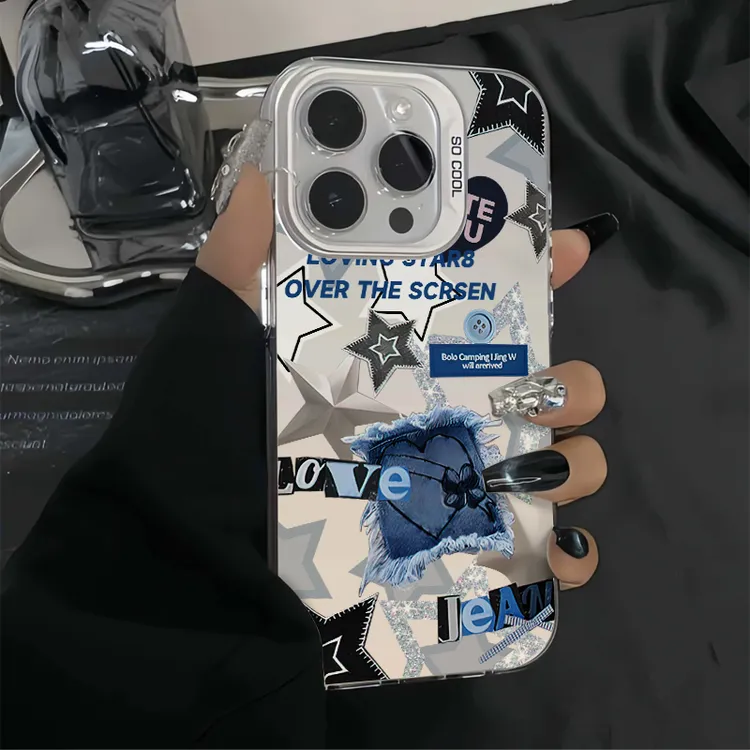 牛仔星星适用苹果16promax手机壳iphone15全包14防摔13/12/11彩银