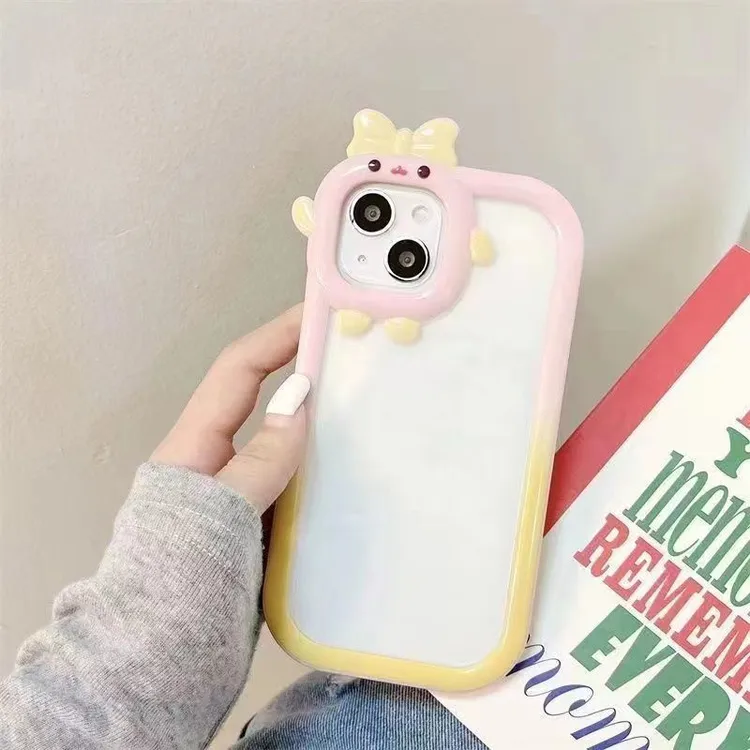 小怪兽渐变简约可爱网红手机壳苹果15/14promax透明iphone13/12软