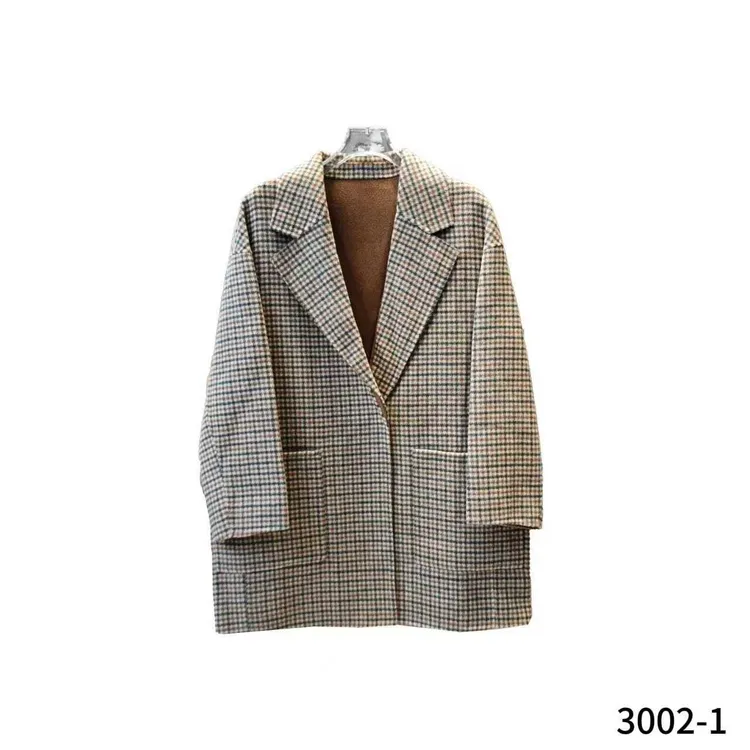 MARCOJOSH/马可乔希气质百搭羊.毛大衣时尚轻奢显瘦格子3002-1