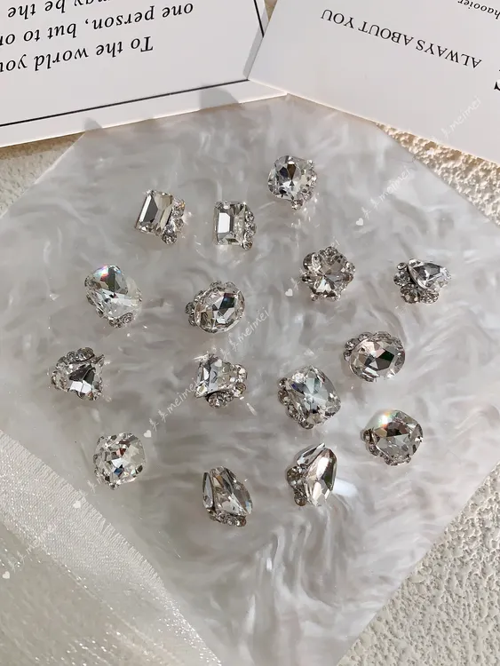 MM新款中号满钻成品堆钻持久爆闪钻球堆堆钻超闪美甲钻饰合金银底