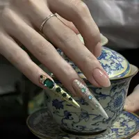 MM【祖母绿尖底异形钻】墨绿色美甲钻混款国风爆款深绿色八角饰品