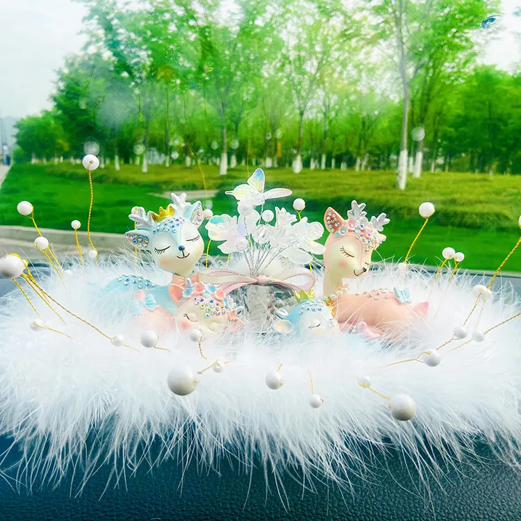 一路平安鹿高档创意车载汽车摆件可爱男女神款固定车内饰品摆件