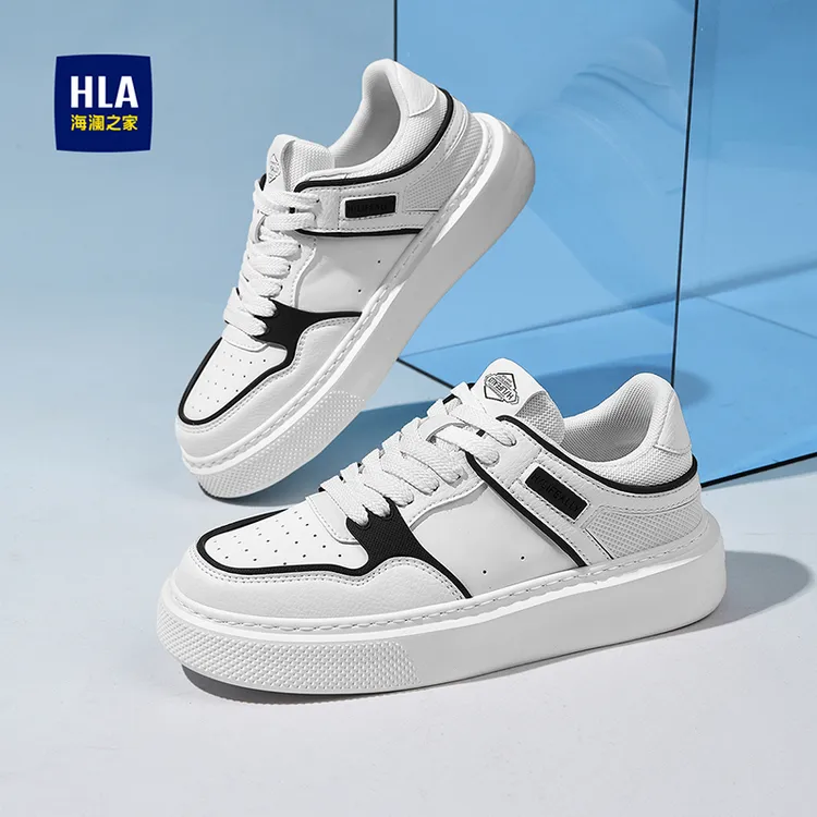 HLA/海澜之家男鞋新款春夏时尚增高透气休闲板鞋百搭耐磨小白鞋男