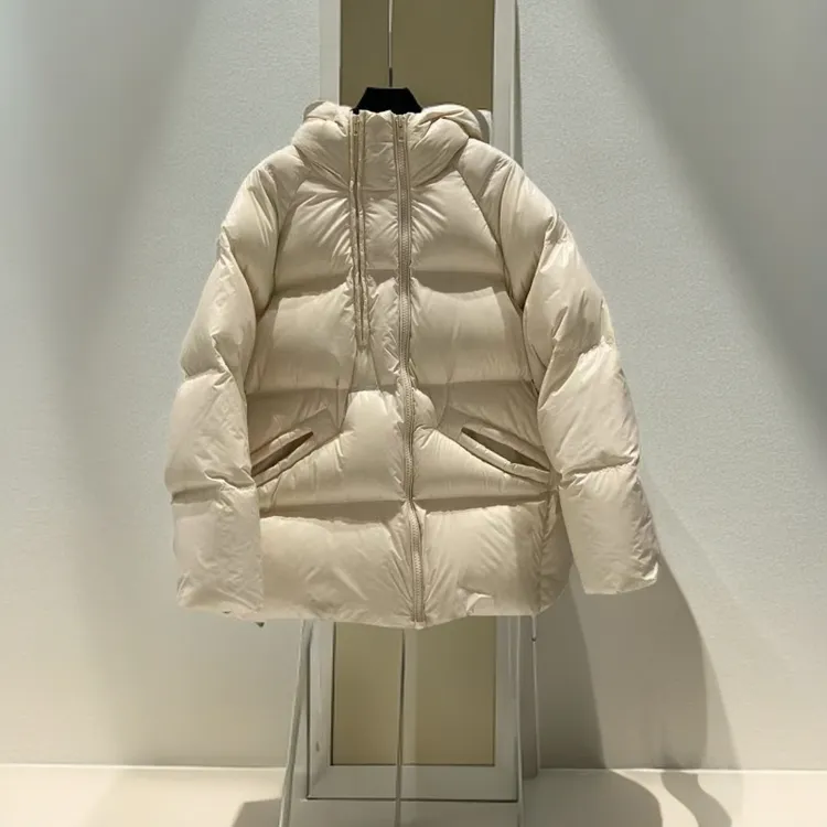 TZ[现货] 清货!! 爆款! 【国标鸭绒】卫衣双拉链腰抽绳款百搭羽绒服