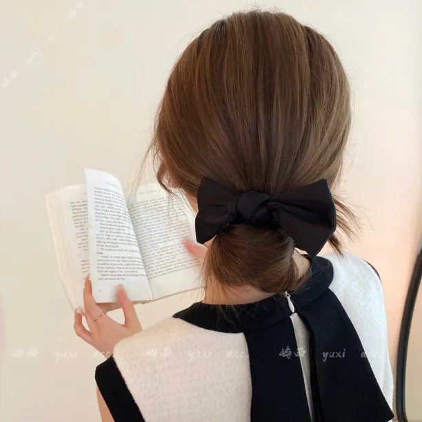 质感经典~缎面蝴蝶结头饰气质发圈优雅法式简约皮筋百搭发饰秋冬