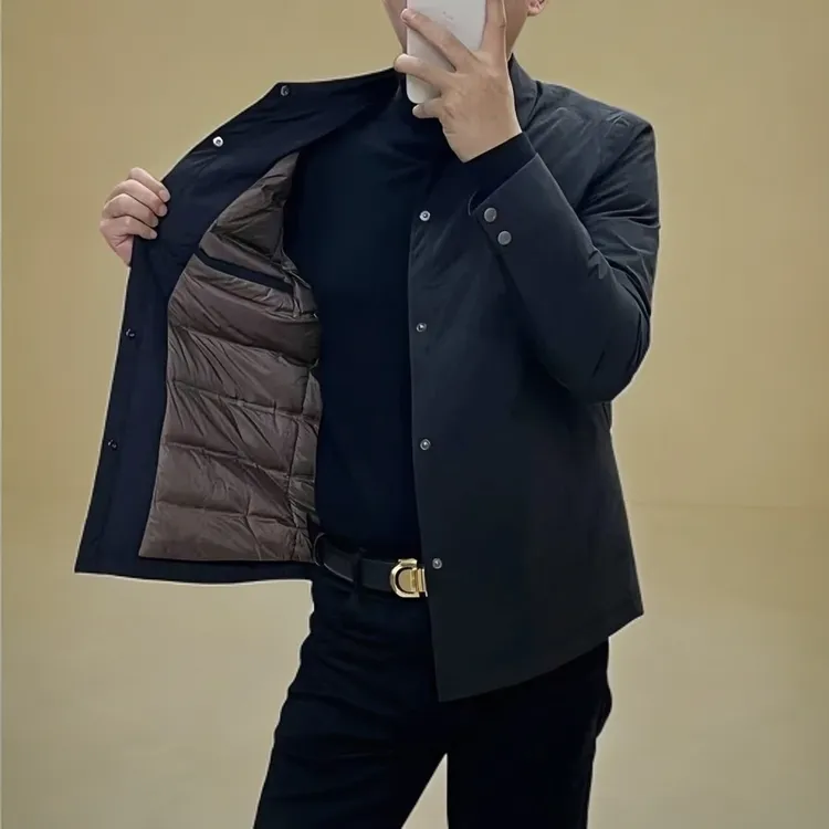 秋冬季男士商务休闲轻薄短款棉服时尚百搭修身潮流韩版保暖棉衣潮