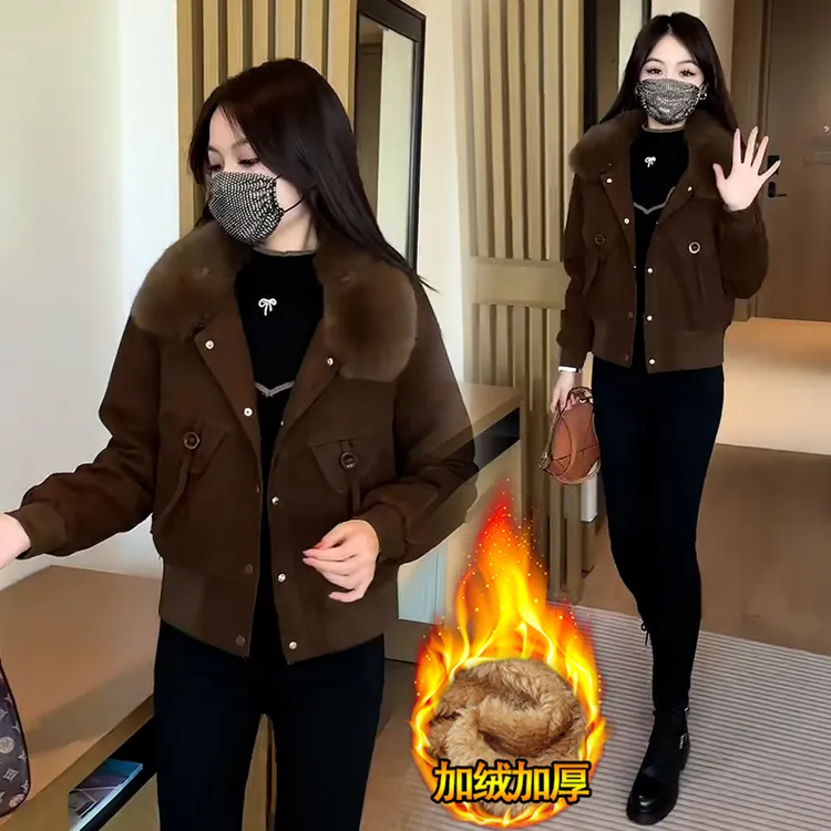 妈妈装派克服加绒加厚外套时尚2025年秋冬季新款中老年女装棉服潮