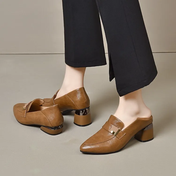 芳韵手抓纹时尚单鞋春秋尖头粗跟女鞋百搭软底春季2