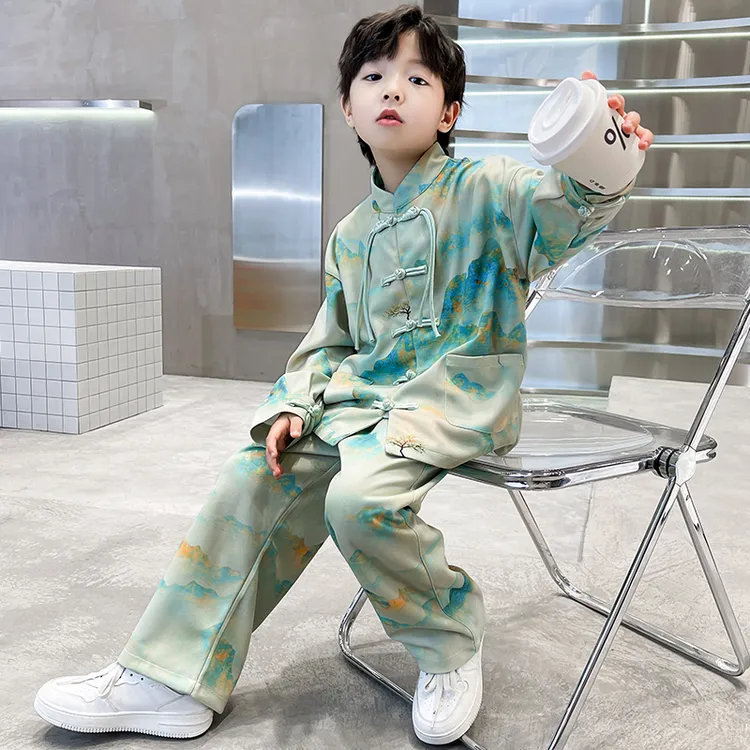 儿童装男童汉服秋款套装2025新款古风秋季唐装男孩春秋中国风大童