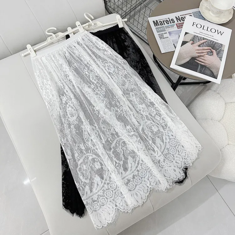 秋冬季旗袍衬裙蕾丝半身裙叠穿内搭卫衣毛衣漏下摆打底裙屁帘短裙