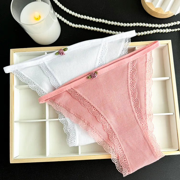 蕾丝一字带纯棉性感无痕内裤低腰舒适高端透气短裤内裤性感内裤