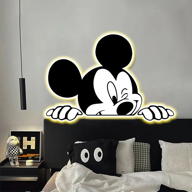 《米老鼠》米奇装饰画卧室床头发光灯挂画卡通创意时尚客厅沙发壁画