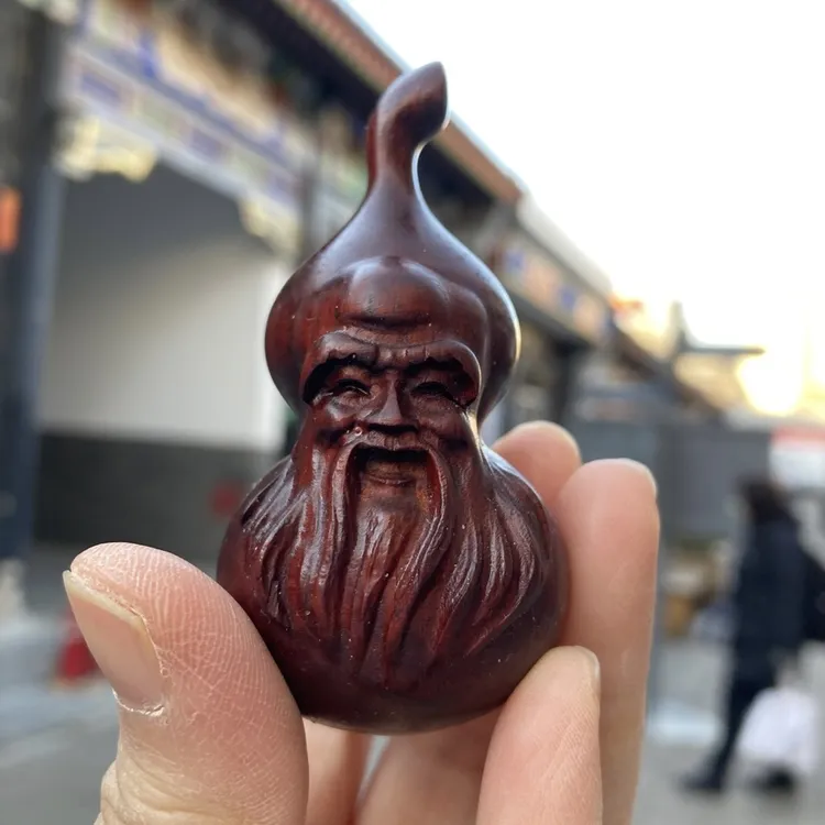 111成茗居·紫檀精工雕刻葫芦老寿星