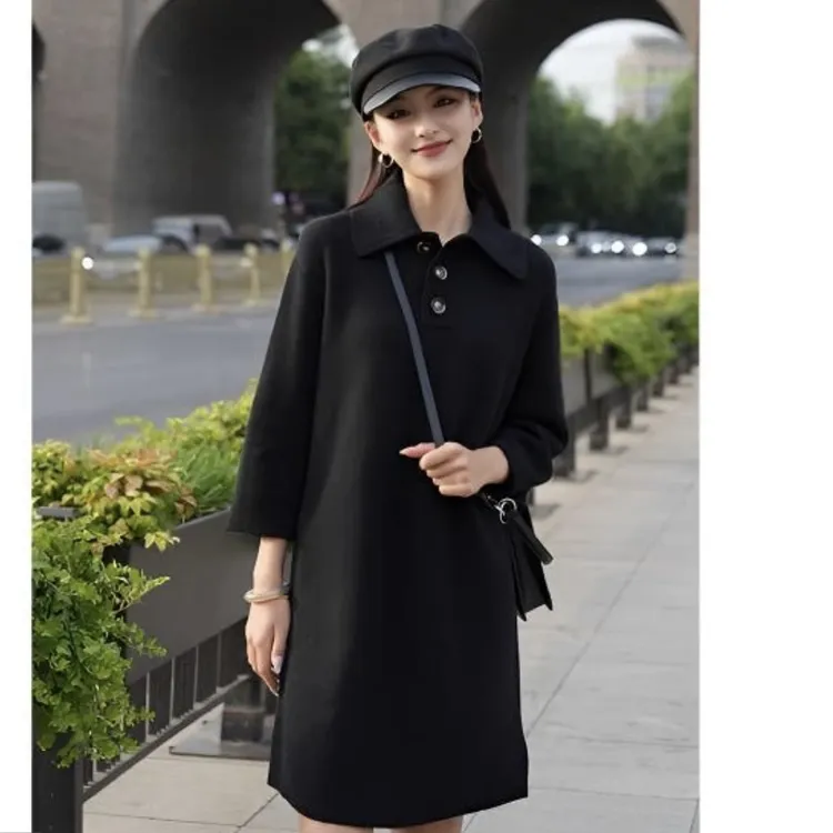 哥弟翻领宽松直身廓形羊毛针织1599030