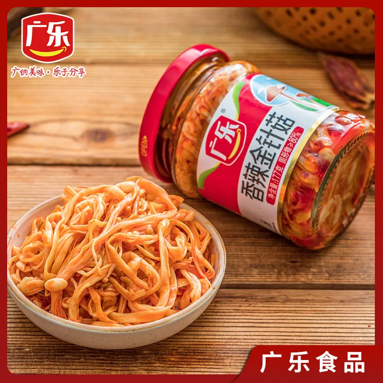 广乐香辣金针菇下饭菜177g瓶小零食麻辣开味菜早餐红油咸菜即食