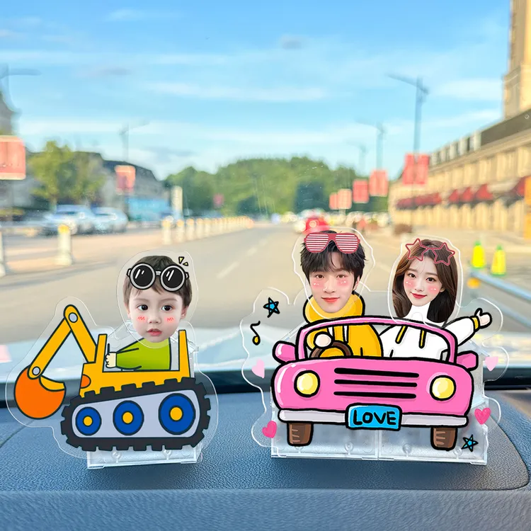 摇头摆件定制太阳能照片车载可爱摇摇diy情侣汽车饰品亚克力