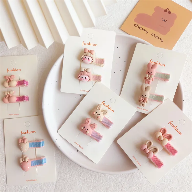 发饰全包布发夹女孩不伤发卡通粉色系刘海碎发边夹婴幼儿宝宝头饰