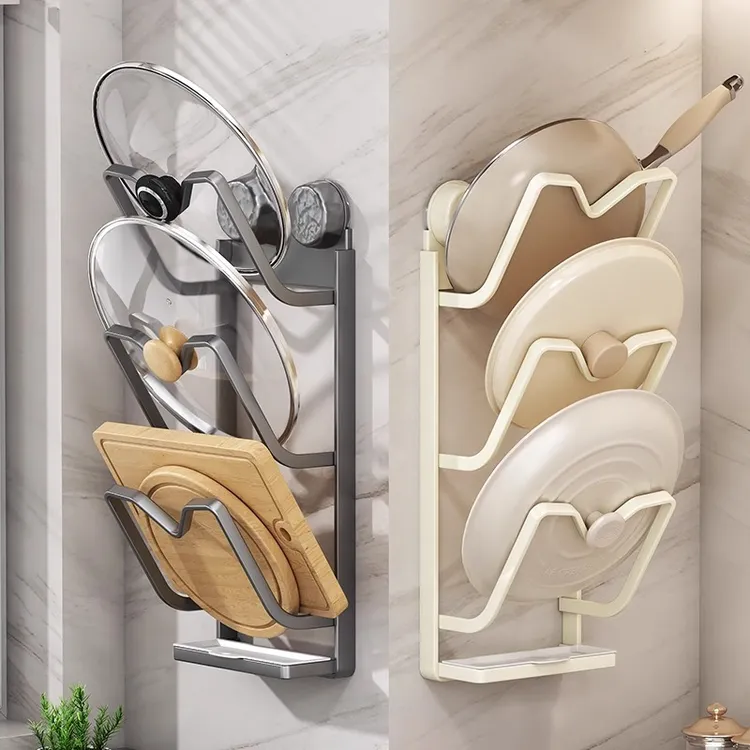 优勤吸盘锅盖架免打孔壁挂式厨房挂壁式多层收纳菜板沥水架挂架