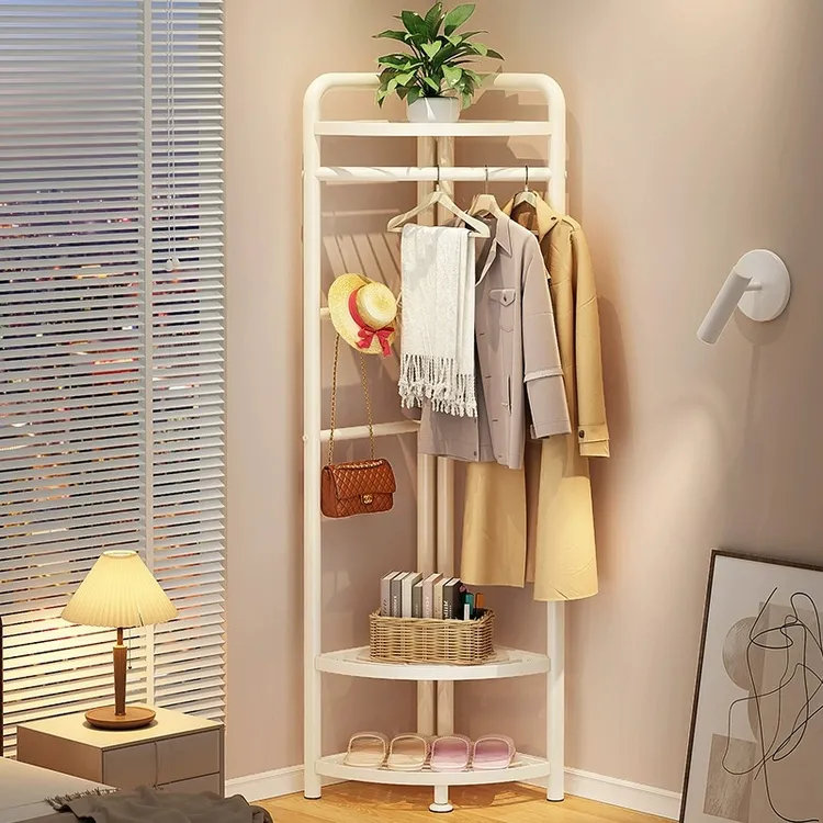 优勤转角衣帽架落地卧室简易拐角挂衣服置物架家用入户门挂衣架子