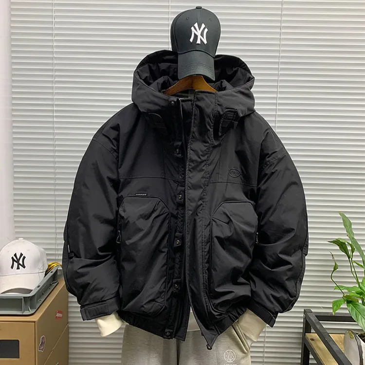 羽绒服外套男士冬季新款工装潮牌连帽加厚保暖白鸭绒防风山系夹克