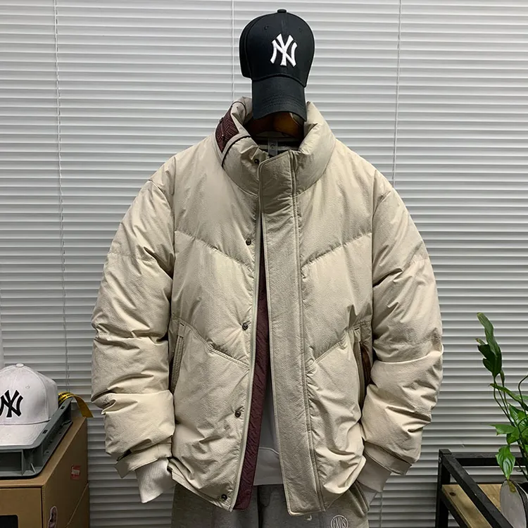 冬季新款立领简约潮牌羽绒服外套男士加绒保暖短款休闲百搭面包服