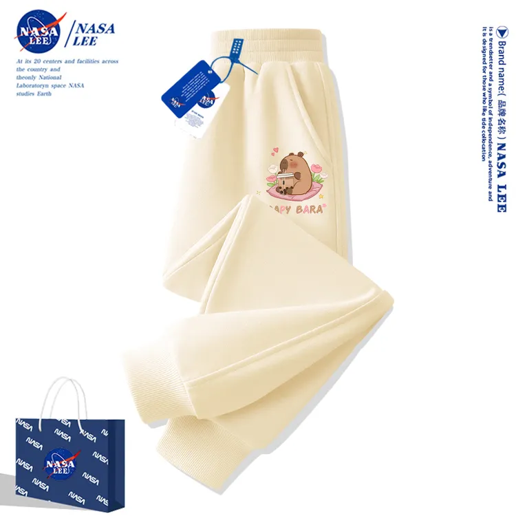 NASA卡皮巴拉女童裤子2024春秋新款女孩秋季卫裤儿童秋装运动长裤