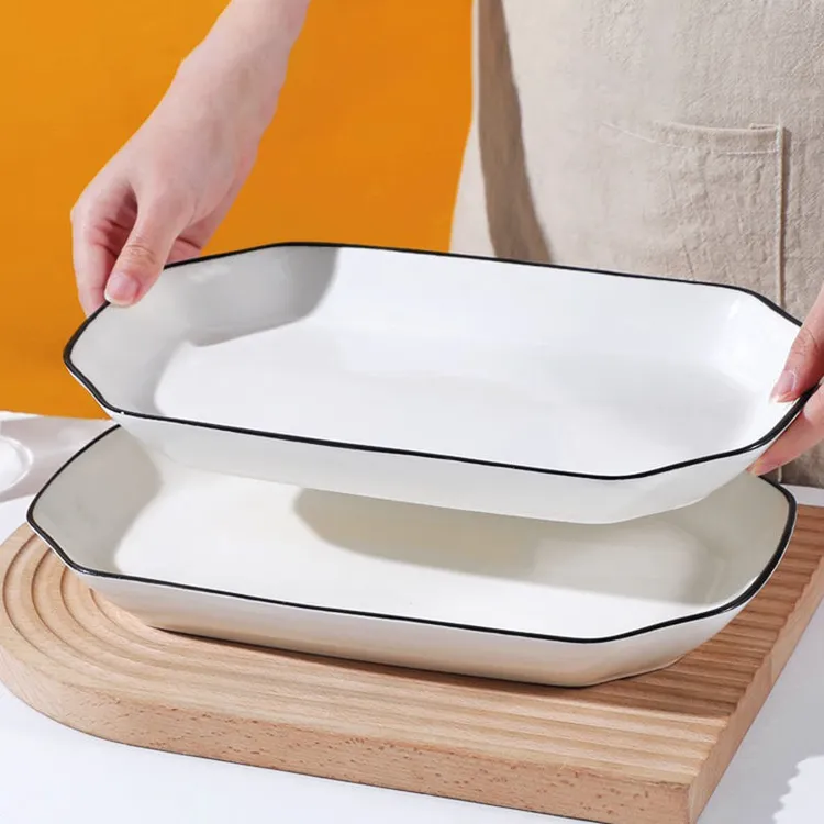 鱼盘家用新款2024陶瓷长盘高颜值蒸鱼专用盘子红烧鱼盘子清蒸鱼盘