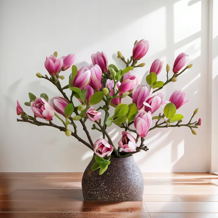 中式含苞玉兰花仿真花客厅餐桌摆件餐桌假花摆设干花插花装饰花艺