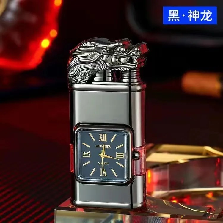 网红炫酷创意充气防风打火机浮雕表盘多功能双火高颜值送男友礼物