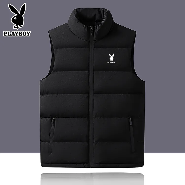 花花公子棉马甲男背心新款秋冬外穿保暖加厚立领坎肩大码马夹外套