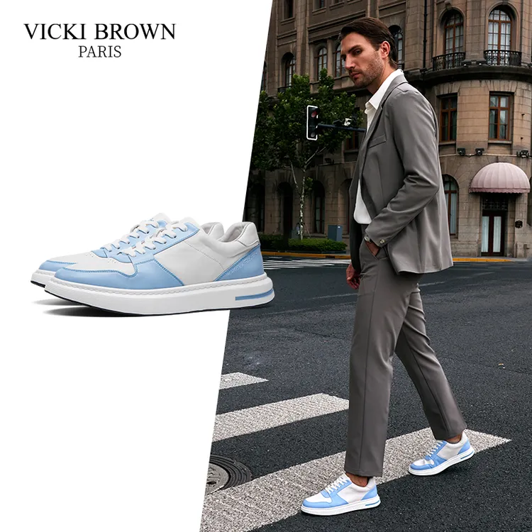 VICKI BROWN轻奢男士经典透气低帮百搭潮鞋时尚舒适轻便男式板鞋