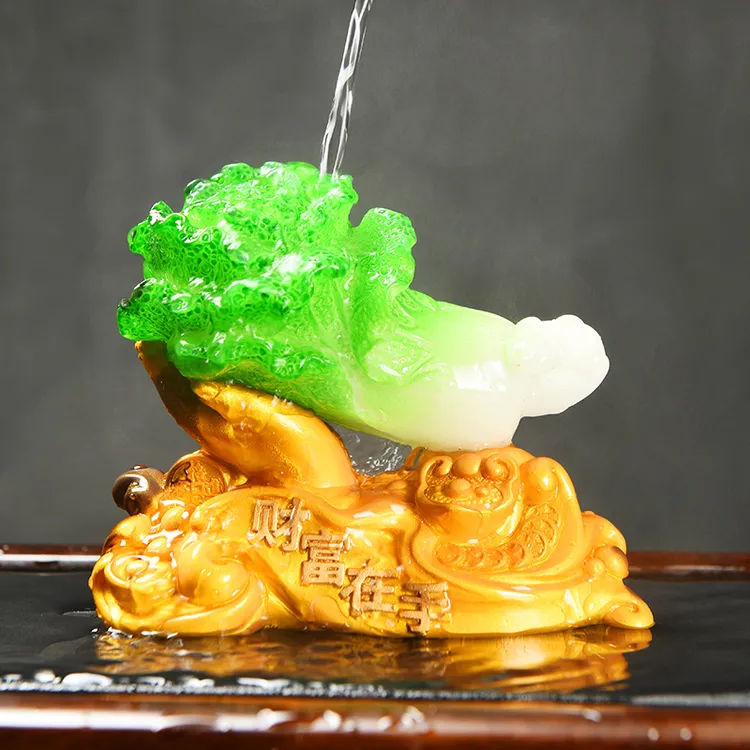 纳福白菜茶宠树脂茶盘精品装饰配件变色可养创意学用茶台茶玩摆件