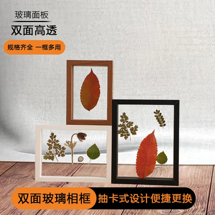 树叶标本双面透明相框干花diy手工尺寸树叶植物标本玻璃创意摆件