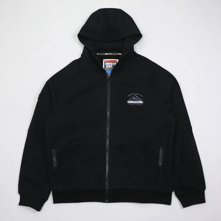 【道格拉斯】黑/红/军绿色多口袋加绒加厚保暖运动男带帽开衫DD2904