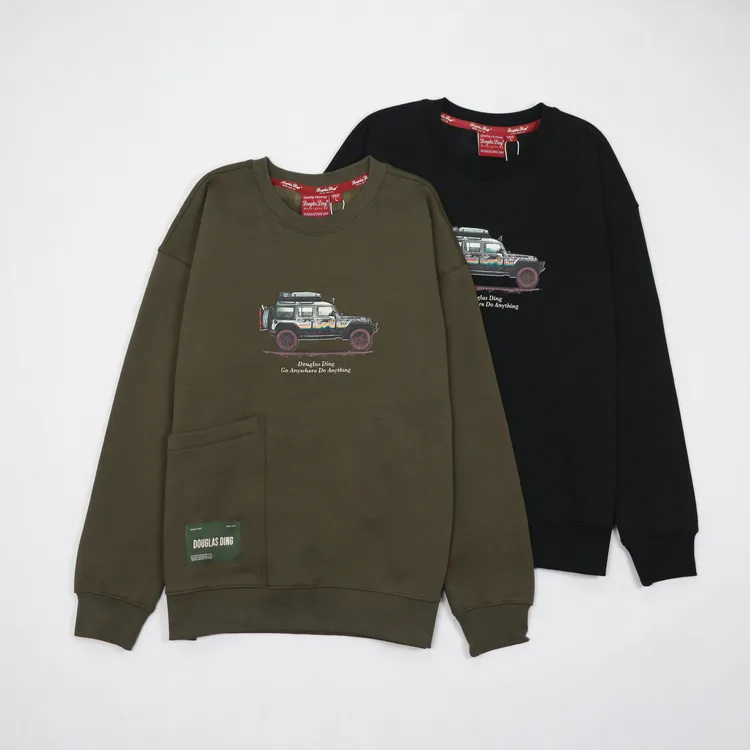 【道格拉斯】奥粒绒斜口袋吉普车刺绣加绒加厚圆领男长袖卫衣DD8156