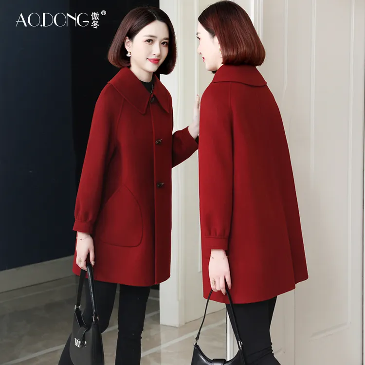 新款高端双面零羊绒大衣女中长款韩版羊毛呢子小个子妈妈外套秋冬