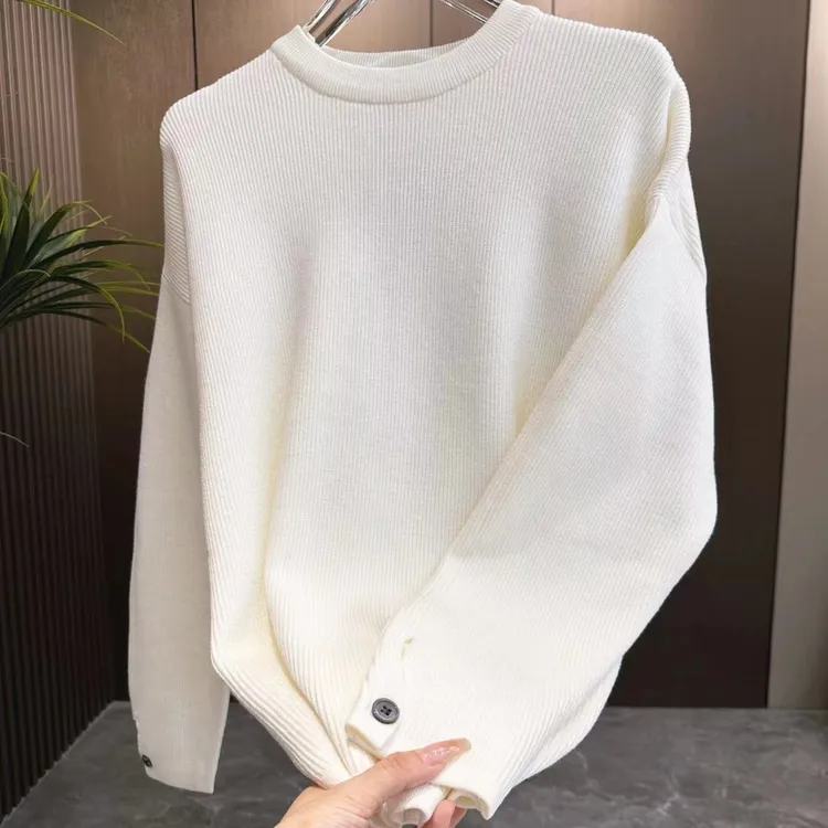 纯色针织衫男黑色宽松打底衫时尚简约轻奢男柔男生黑色高领毛衣