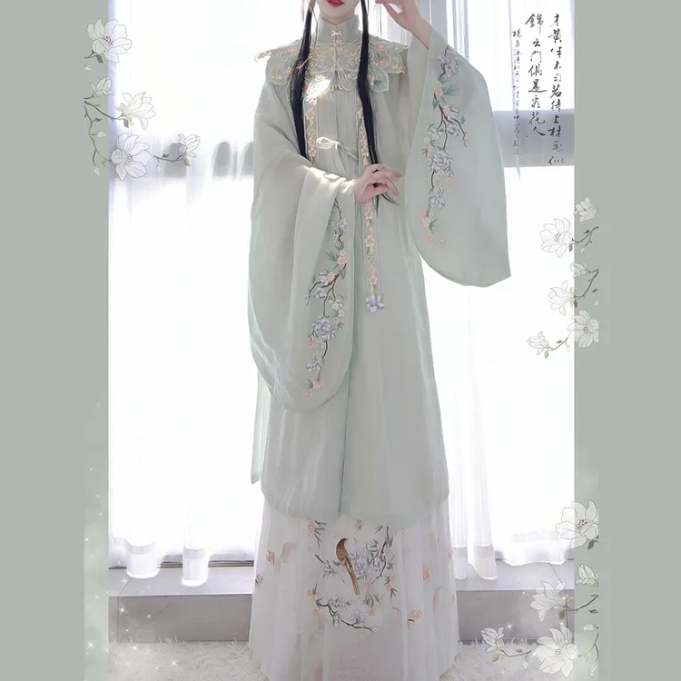 阑珊小记【玉兰吟】汉服女原创明制对襟长衫刺绣马面裙云肩春秋款