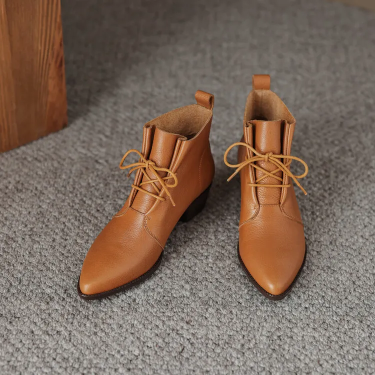 【卿王子】跟高5cm/鞋码33-40时尚靴子秋冬复古粗跟纯色机车靴短筒
