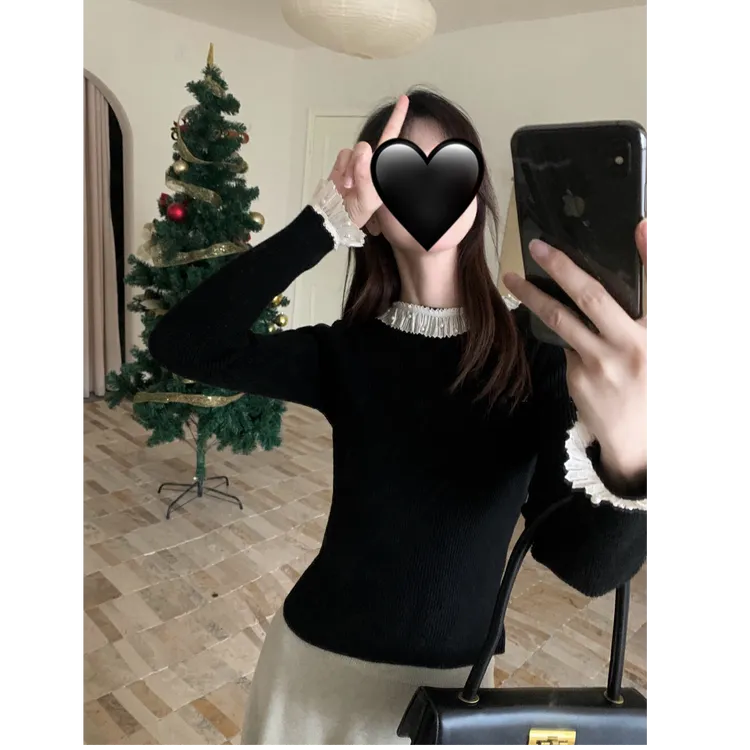 miu乖系珍珠蕾丝边内搭上衣柔软通勤百搭舒适半身裙